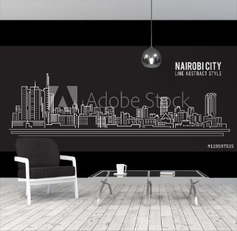Picture of Cityscape Building Line art Vector Illustration design - Nairobi city